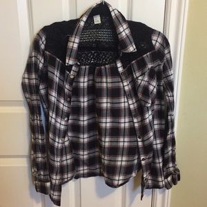 Forever 21 Lace Flannel Shirt